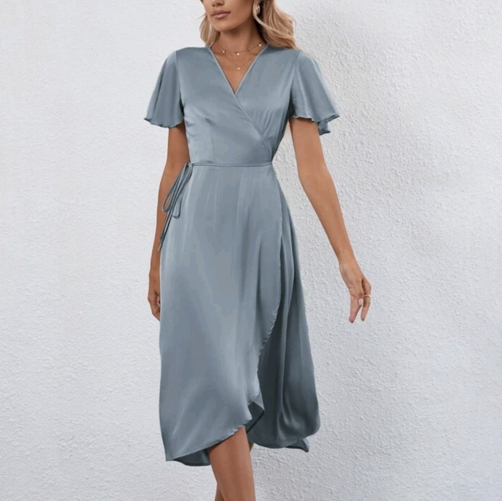 Light blue wrap dress